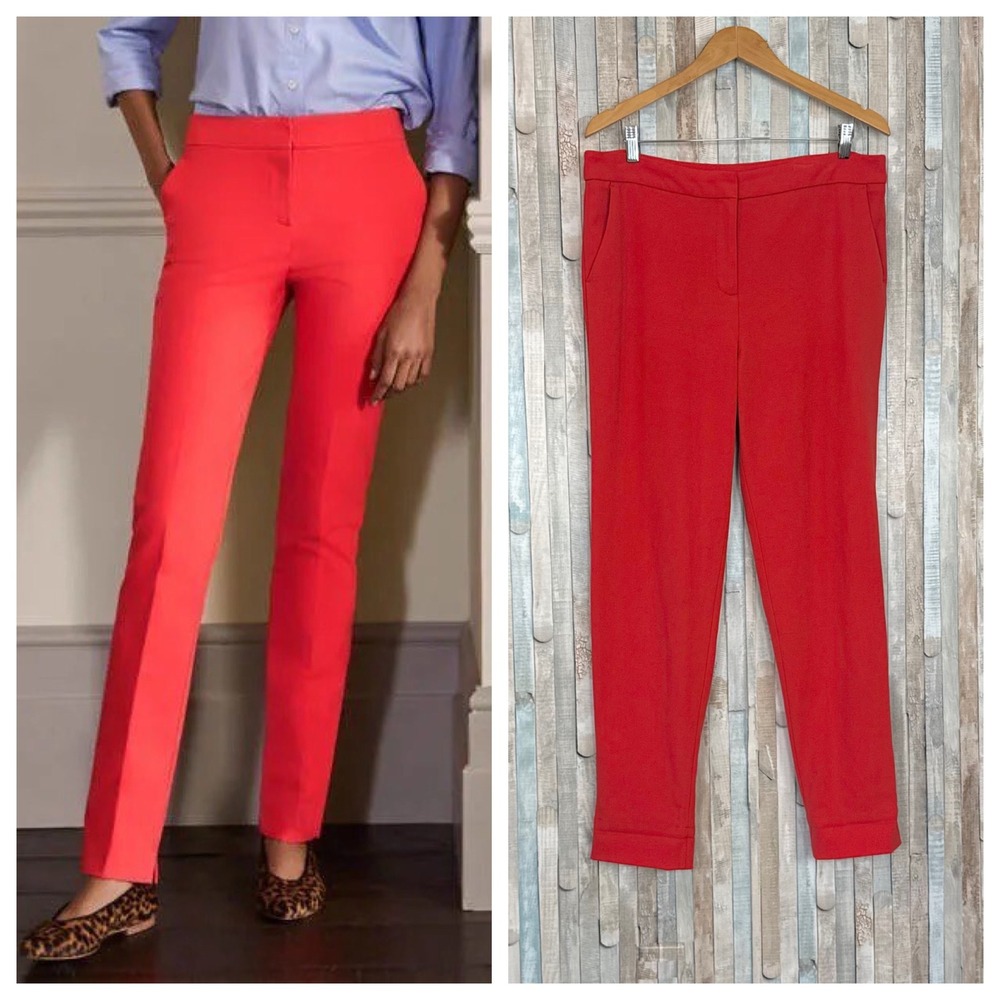 Boden 10 Richmond Trouser Bright Red Straight Slim Leg Dress Pants Work Career